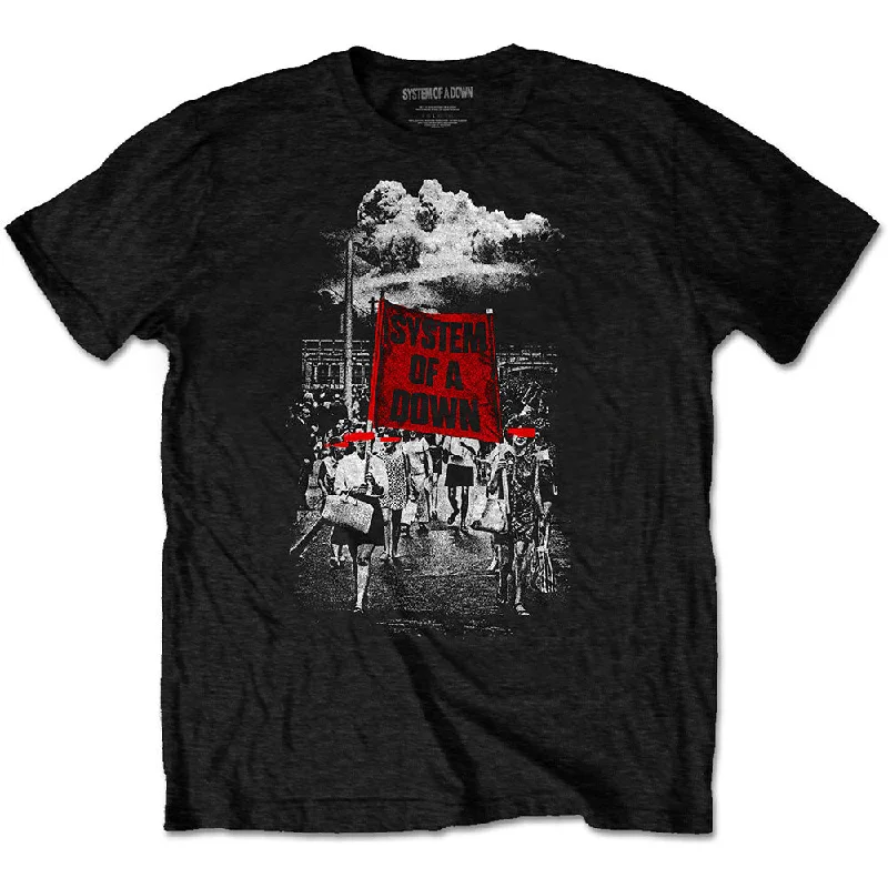 System Of A Down | Official Band T-Shirt | Banner Marchs Print Jacquard Patchwork