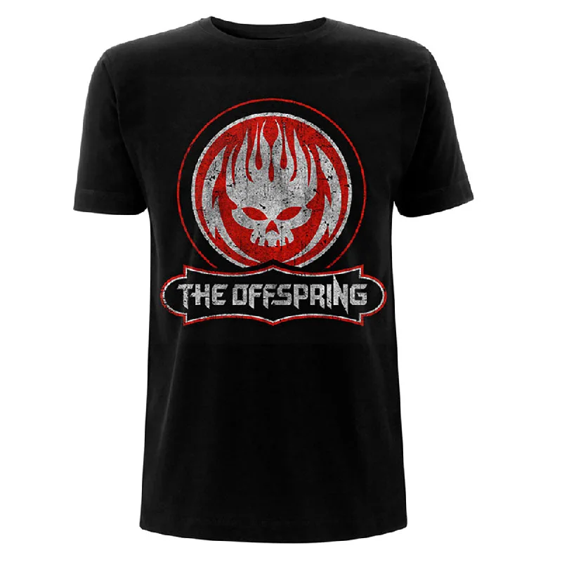 The Offspring | Official Band T-Shirt | Distressed Skull Notch Collar Peter Pan Collar Cowl Neck