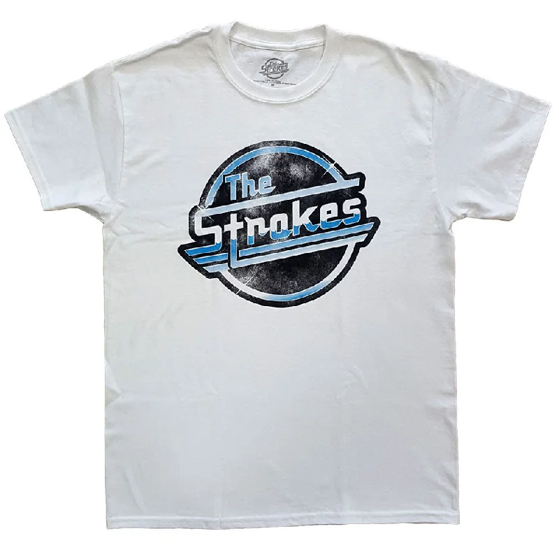 The Strokes | Official Band T-Shirt | Distressed OG Magna White Striped Floral Plaid