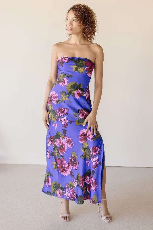 Art Of Bloom Strapless Maxi Dress Comfortable Maxi Dress with Slits