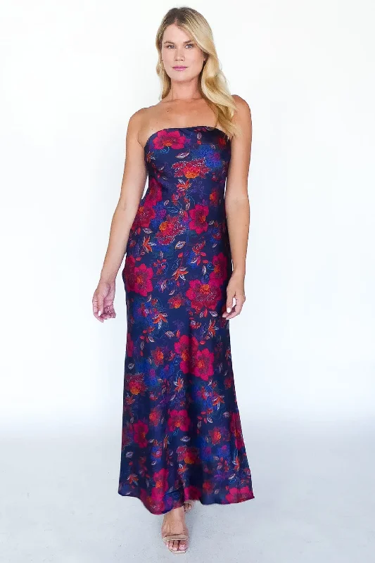 Art Of Bloom Strapless Maxi Dress Comfortable Maxi Dress with Belt