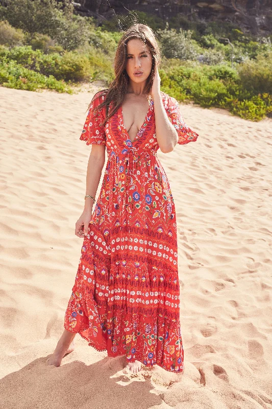 Ashland Maxi Dress - Sweet Escape Trendy Off-Shoulder Ruffle Maxi Dress