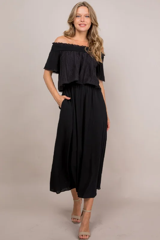 Off Shoulder Lace Maxi Dress Fashionable Asymmetrical Maxi Dress