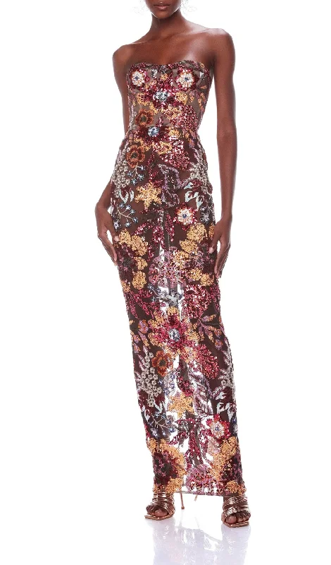 STRAPLESS FLORAL SEQUIN MAXI DRESS Fashionable Halter Neck Maxi Dress