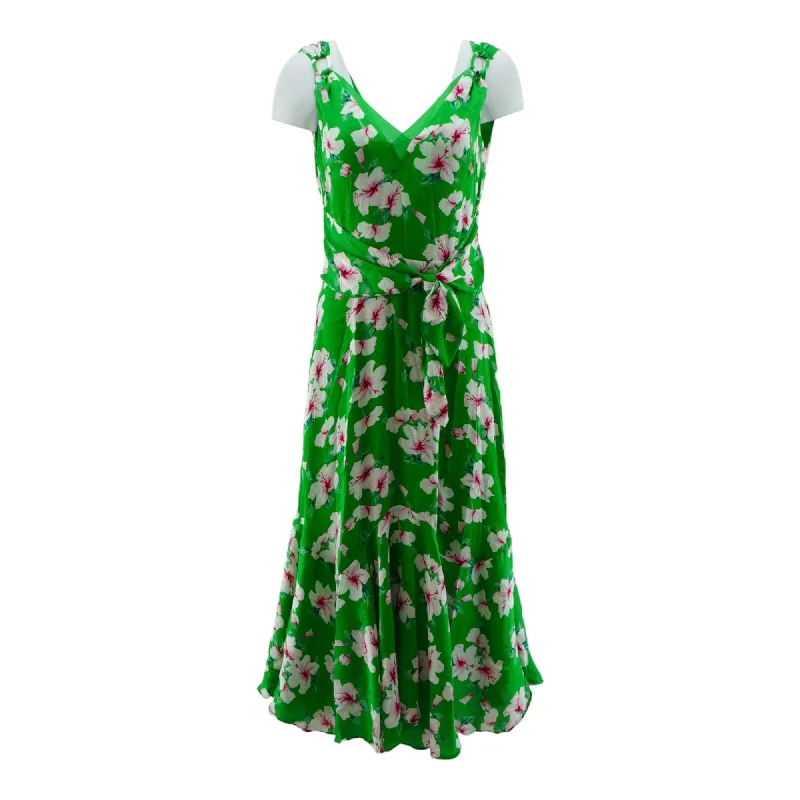 Green Floral Maxi Dress Trendy Short Sleeve Maxi Dress