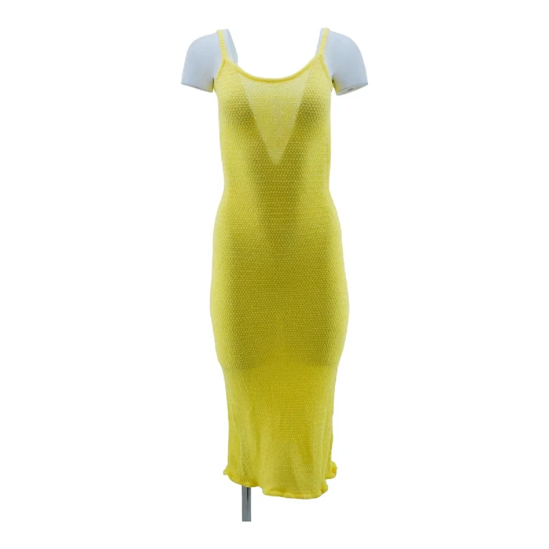 Yellow Solid Maxi Dress Cozy Spaghetti Strap Maxi Dress