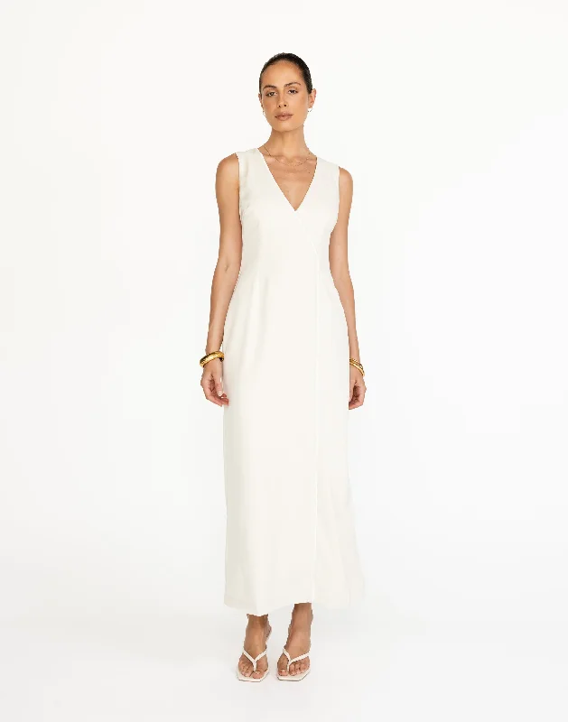 Luiza Maxi Dress (Oat) Trendy Maxi Dress with Bow