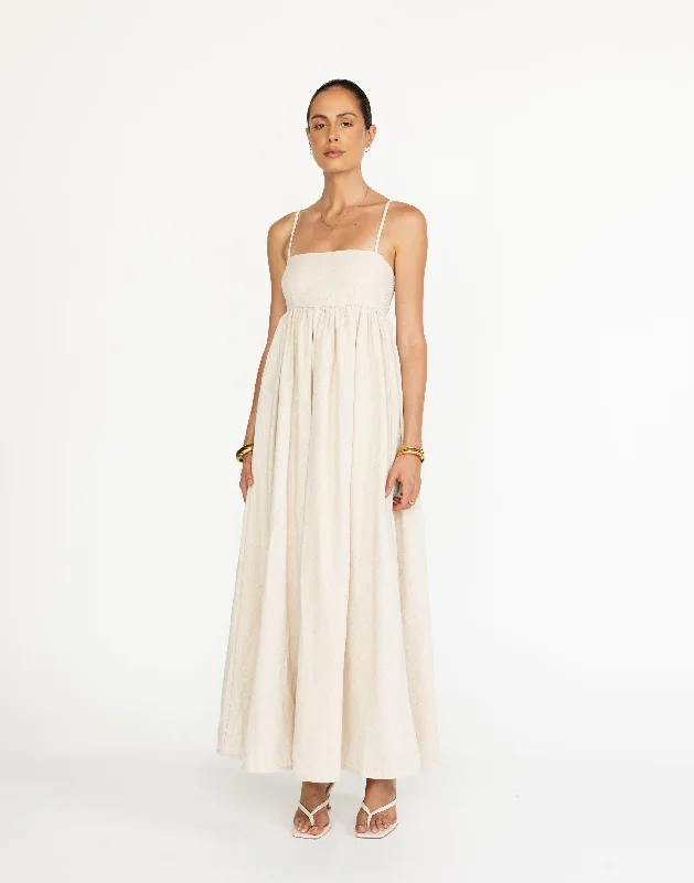 Tarsha Maxi Dress (Oat) Stylish V-Neck Maxi Dress