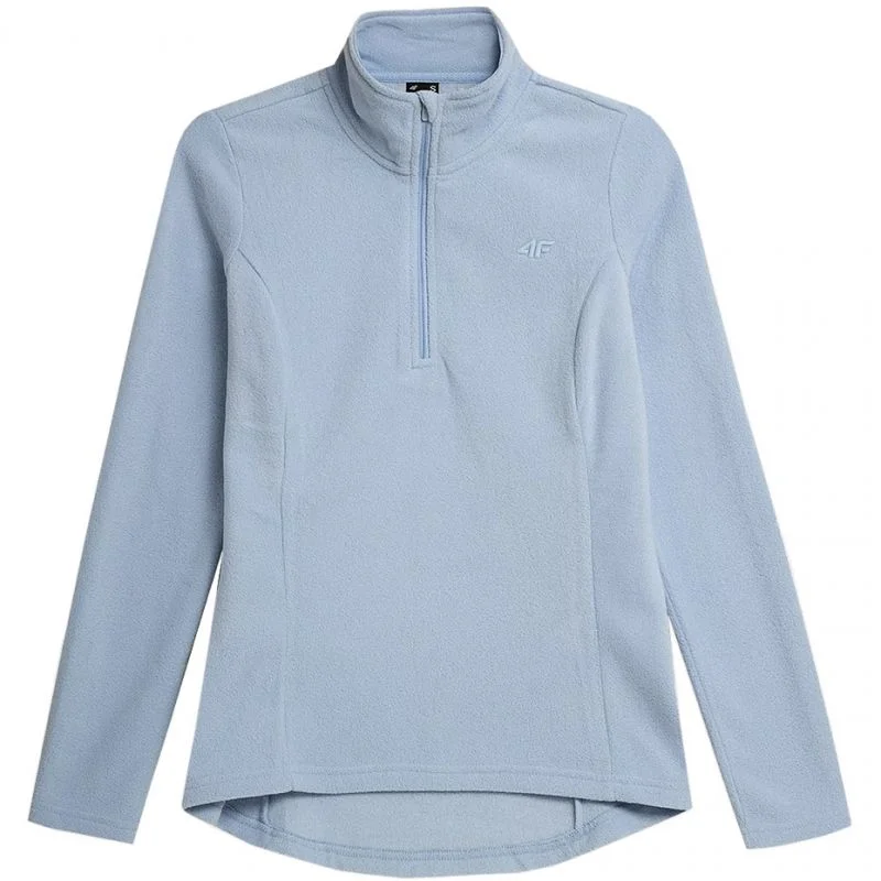 4F Womens Fleece Sweatshirt - Light Blue Hoodie with Double Zipper Versatile Adjustable