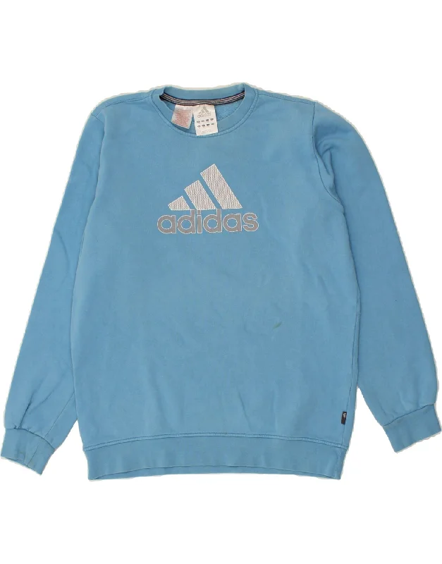 ADIDAS Mens Graphic Sweatshirt Jumper UK 34/36 Small Blue Cotton Hoodie with Relaxed Fit Easy Casual