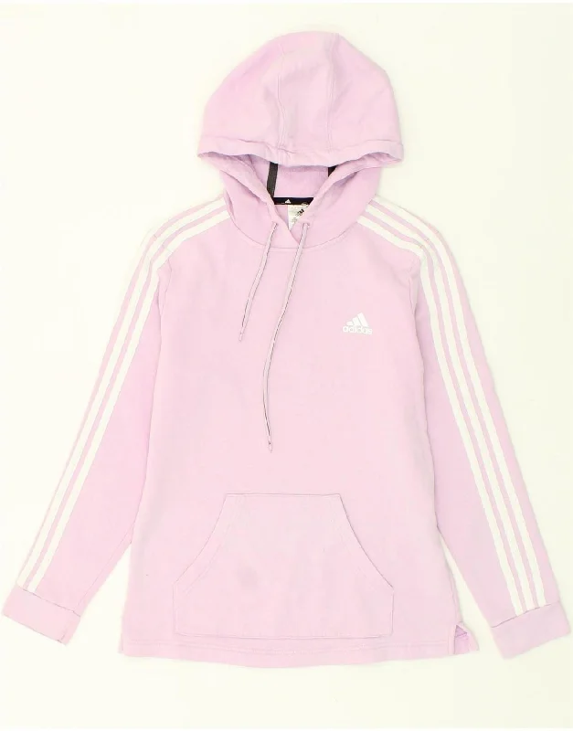 ADIDAS Womens Hoodie Jumper UK 8/10 Small Pink Polyester Hoodie with Logo Branding Identity