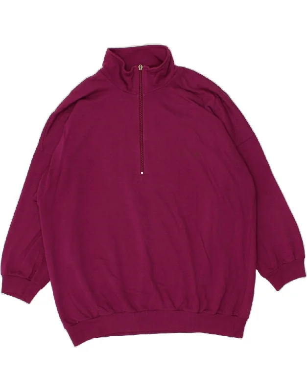 ADIDAS Womens Zip Neck Sweatshirt Jumper UK 18 XL Burgundy Hoodie with Fur Luxurious Winter