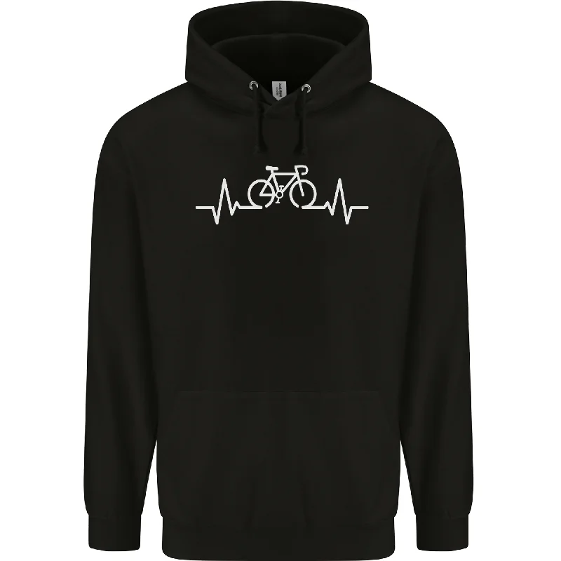 Bicycle Pulse Cycling Cyclist Bike MTB Mens 80% Cotton Hoodie Hoodie with Rolled Sleeves Casual Relaxed