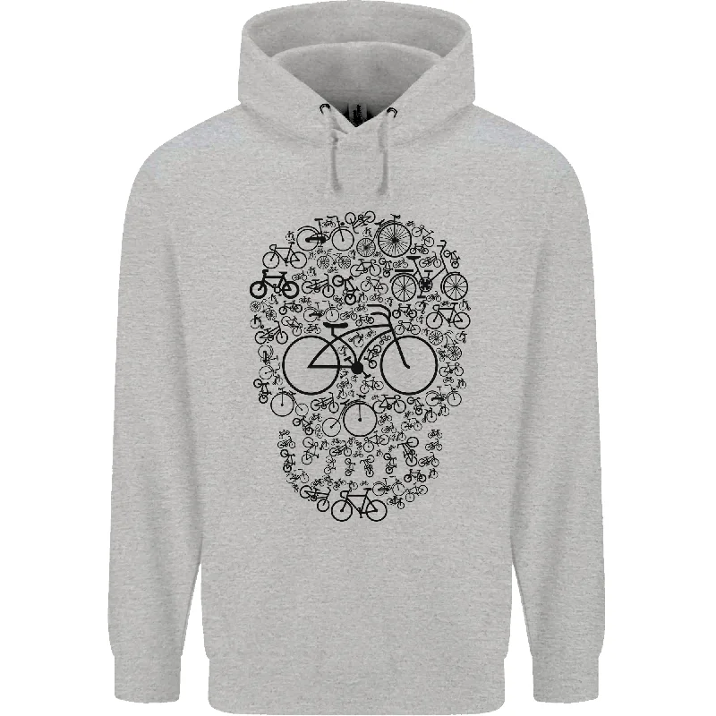 Bicycle Skull Cyclist Funny Cycling  Bike Mens 80% Cotton Hoodie Hoodie Dress Longline Feminine