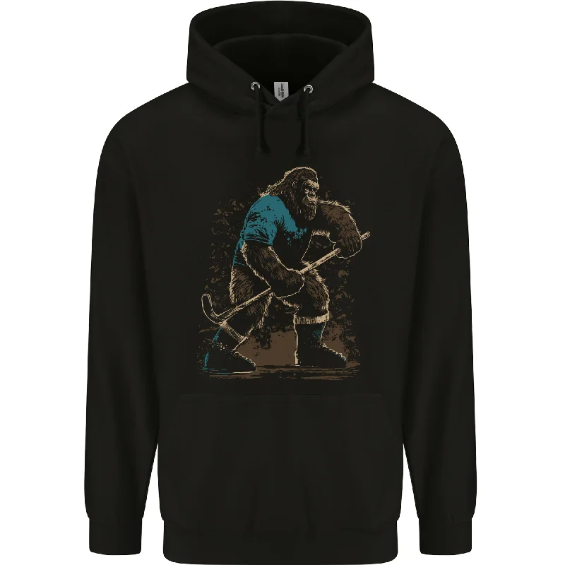 Bigfoot Hockey Player Mens 80% Cotton Hoodie Hoodie with Print Artistic Unique