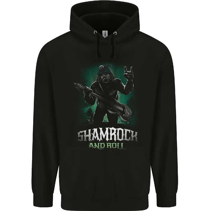 Bigfoot Shamrock n Roll Funny St Patricks Day Mens 80% Cotton Hoodie Hoodie with Cropped Fit Short Trendy