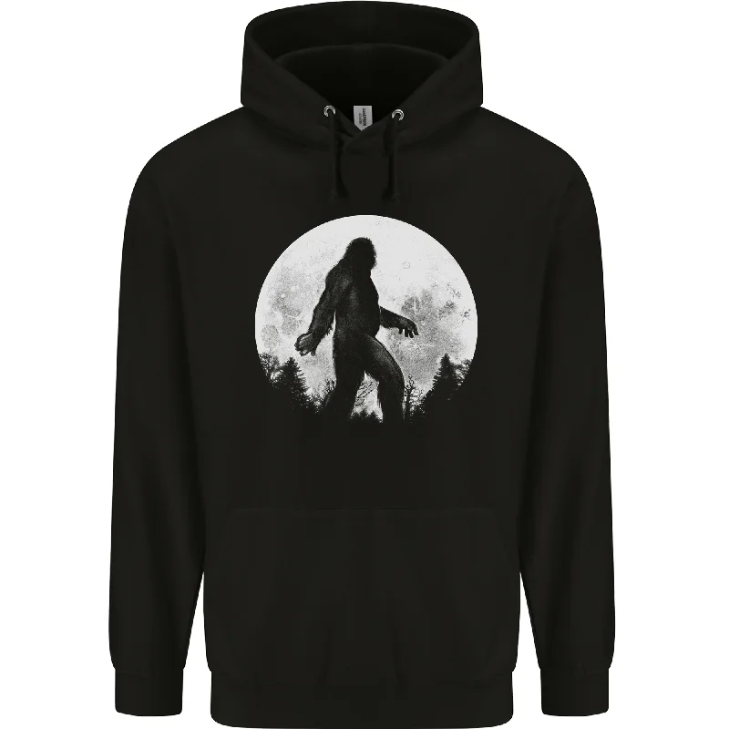 Bigfoot With a Moon Background Mens 80% Cotton Hoodie Hoodie Crop Top Short Trendy