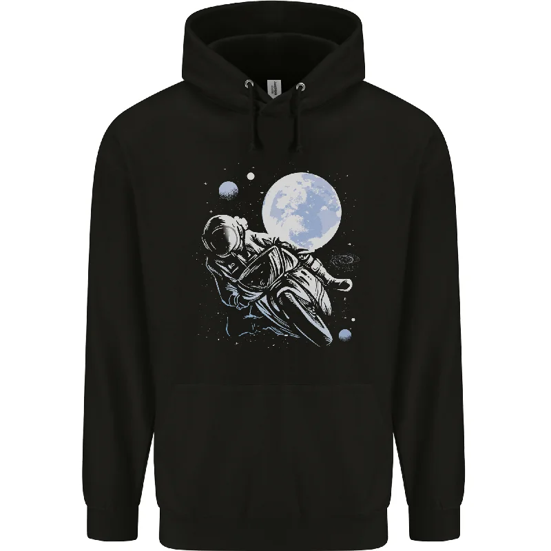 Biker Astronaut Space Motorbike Motorcycle Mens 80% Cotton Hoodie Hoodie with Strings Custom Fit Adjustable