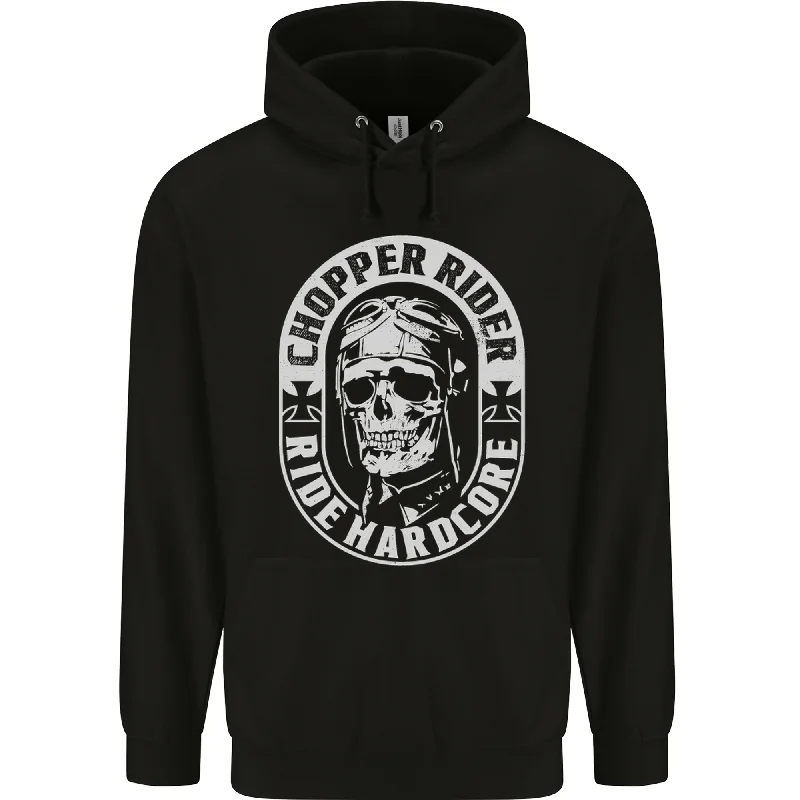 Biker Chopper Rider Motorbike Motorcycle Mens 80% Cotton Hoodie Hoodie with Double Zipper Versatile Adjustable