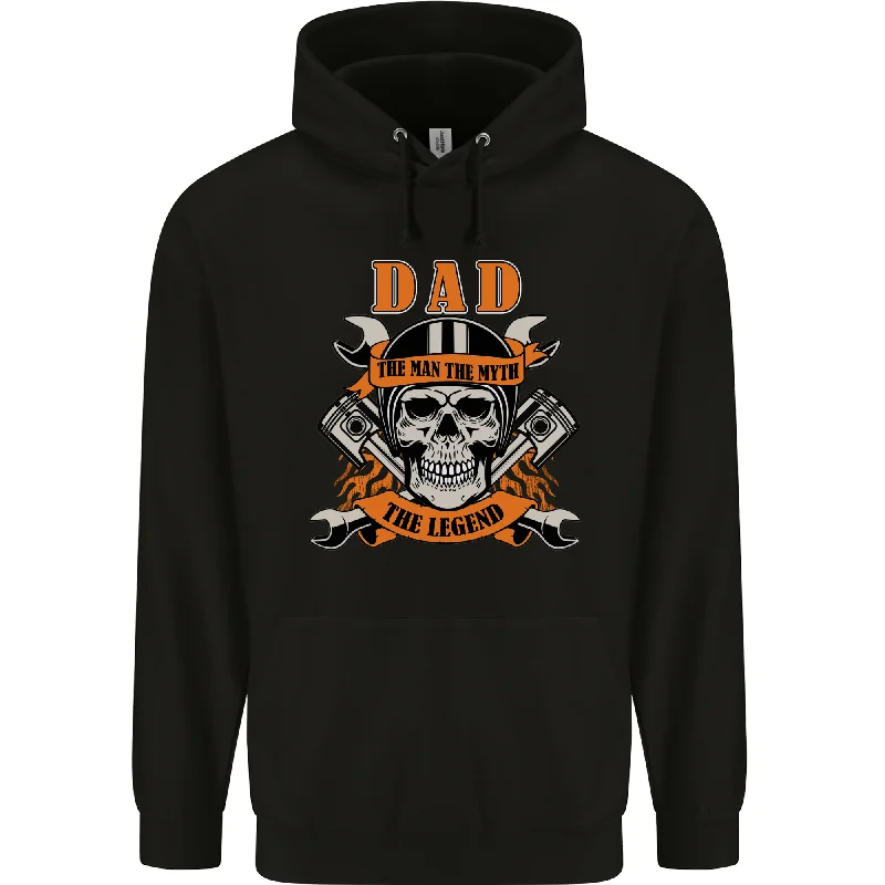 Biker Dad the Man Myth Legend Funny Mens 80% Cotton Hoodie Hoodie with Exposed Zipper Edgy Industrial