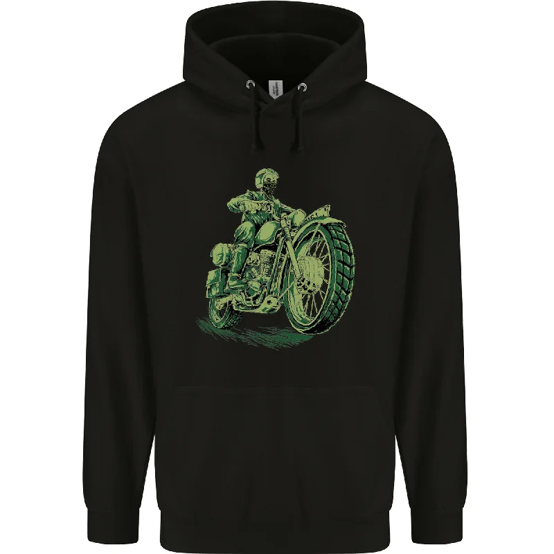 Biker Green Cafe Racer Motorbike Motorcycle Mens 80% Cotton Hoodie Hoodie with Patch Decorative Personalized