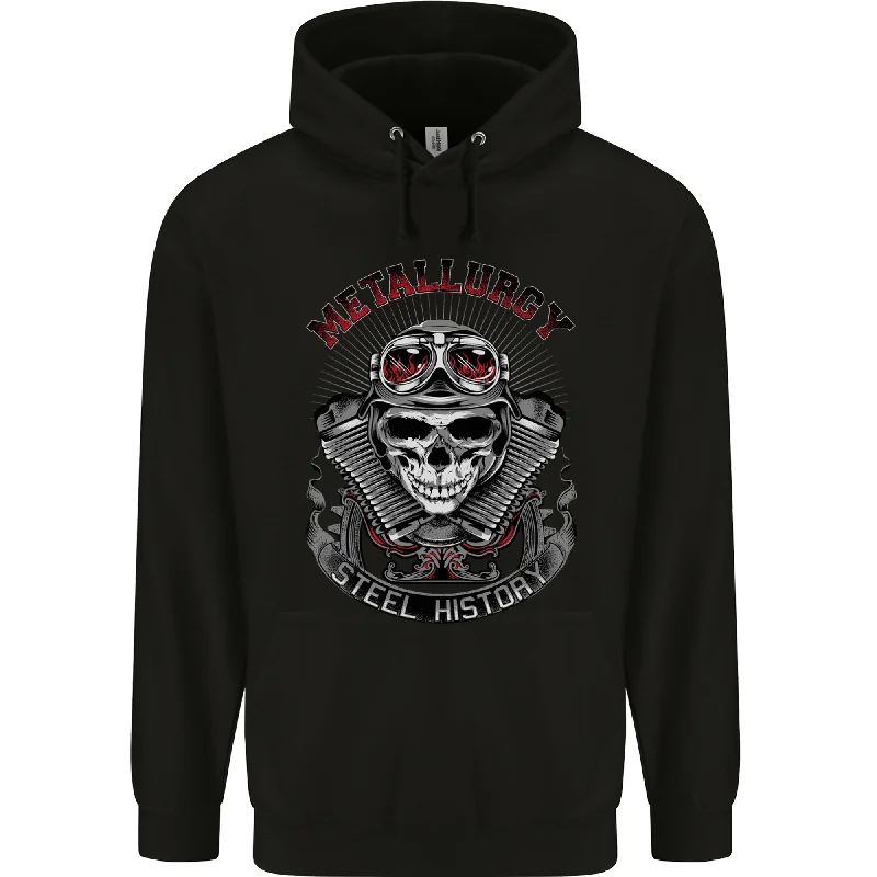 Biker Metallurgy Motorbike Motorcycle Skull Mens 80% Cotton Hoodie Hoodie with Typography Text Message