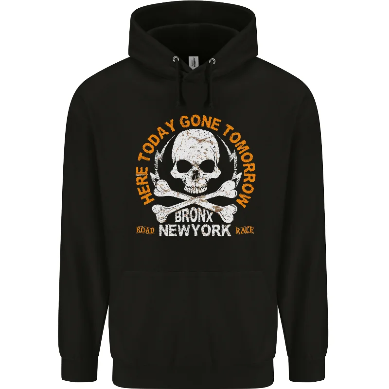 Biker Skull Here Today Motorbike Motorcycle Mens 80% Cotton Hoodie Hoodie with Tied Waist Feminine Flattering