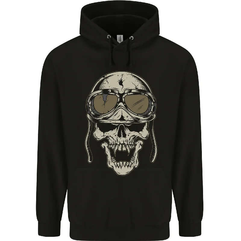 Biker Skull Motorcycle Skulls Motorbike Mens 80% Cotton Hoodie Hoodie with Hem Drawcord Adjustable Customizable