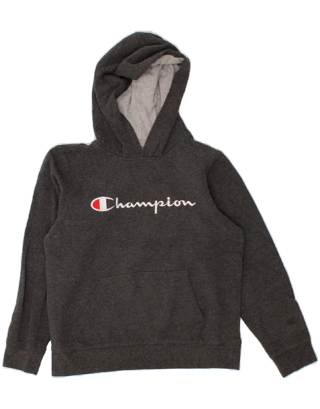 CHAMPION Boys Graphic Hoodie Jumper 11-12 Years Large  Grey Cotton Hoodie with Oversized Fit Loose Comfortable