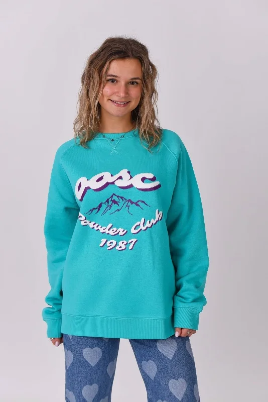 Powder Club Sweatshirt - Aqua Hoodie with Puffed Sleeves Voluminous Trendy