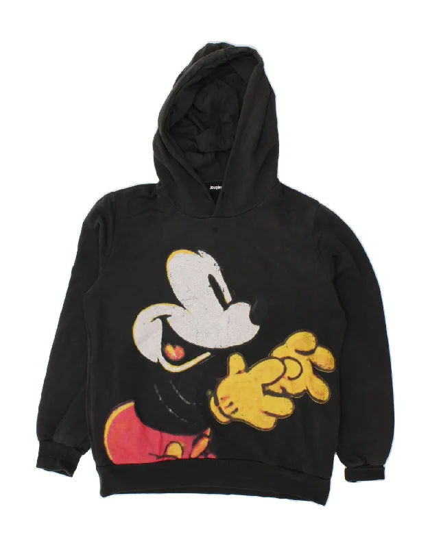 DESIGUAL Mens Mickey Mouse Graphic Hoodie Jumper Small Black Hoodie with Drawstring Waist Adjustable Fitted