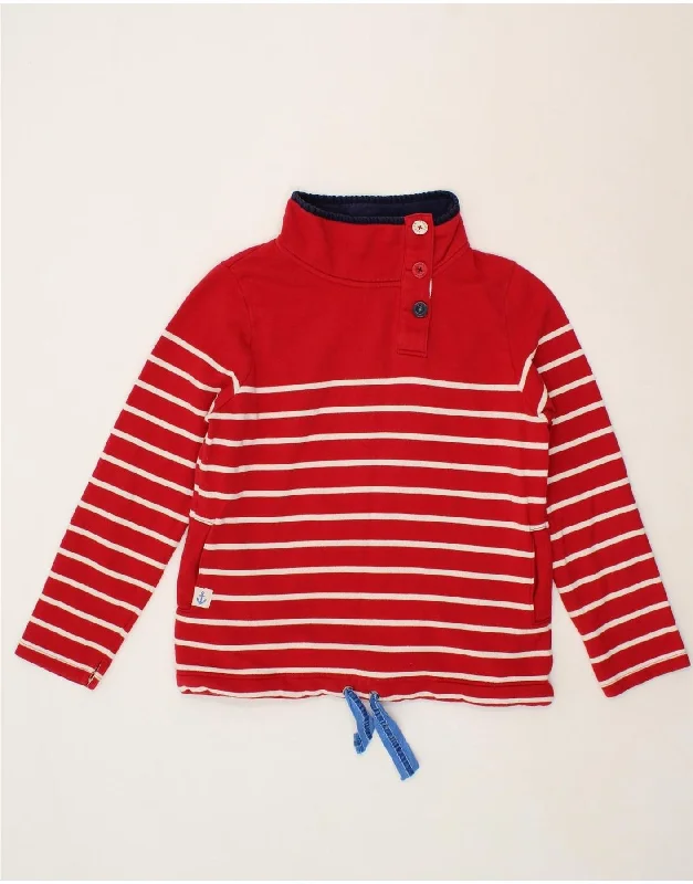 JOULES Womens Button Neck Sweatshirt Jumper UK 10 Small  Red Striped Hoodie with Metallic Shiny Futuristic