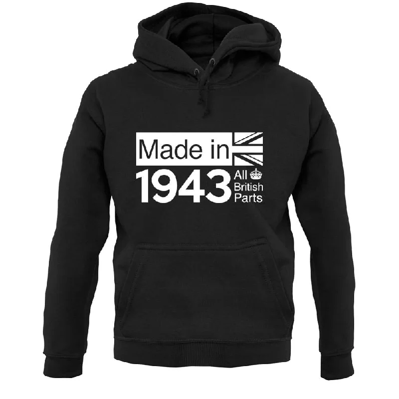 Made In 1943 All British Parts Crown Unisex Hoodie Hoodie with Tie-Dye Psychedelic Retro