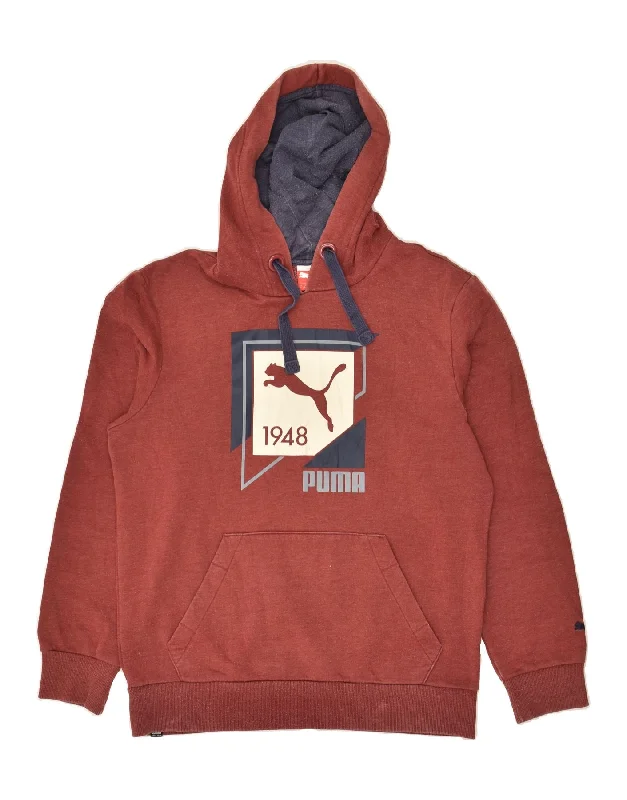 PUMA Mens Graphic Hoodie Jumper Small Red Hoodie with Lining Warm Insulated