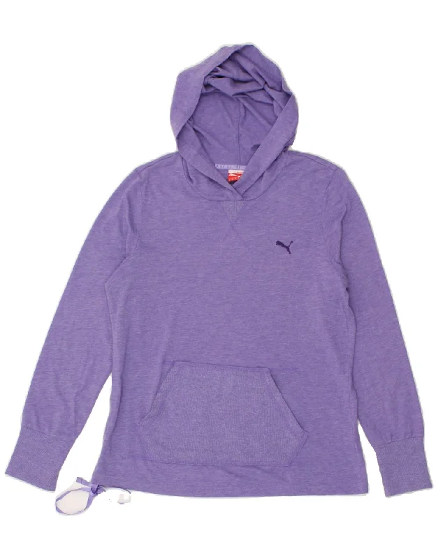 PUMA Womens Hoodie Jumper UK 14 Medium Purple Hoodie with Sequins Glamorous Eye-catching