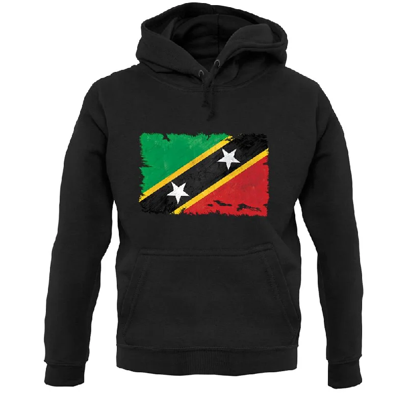 Saint Kitts And Nevis Grunge Style Flag Unisex Hoodie Hoodie with Gradient Ombre Colorful