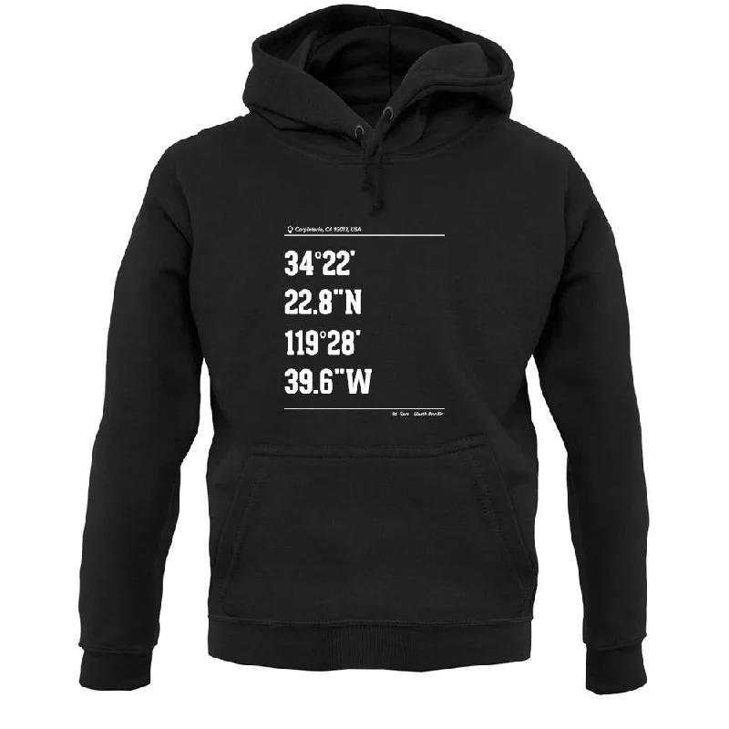 Surfing Coordinates Rincon Point Unisex Hoodie Hoodie with Belted Waist Structured Tailored