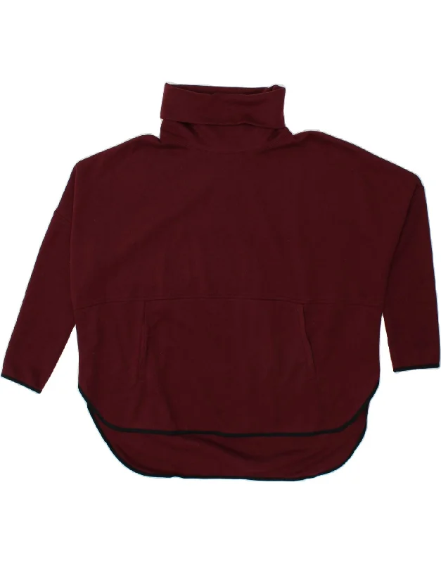 THE NORTH FACE Womens Roll Neck Sweatshirt Jumper UK 10 Small Maroon Hoodie with Hem Detail Decorative Unique