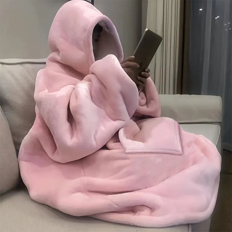 Ultra-Soft Sherpa Fleece Hoodie Blanket - Cozy Oversized Wearable Snuggle Sweatshirt Hoodie Crop Top Short Trendy