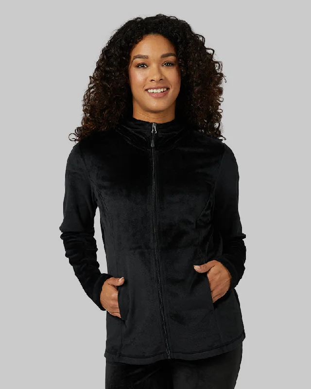 WOMEN'S SOFT VELOUR HOODED FULL-ZIP Hoodie with Full-Zip Functional Layering