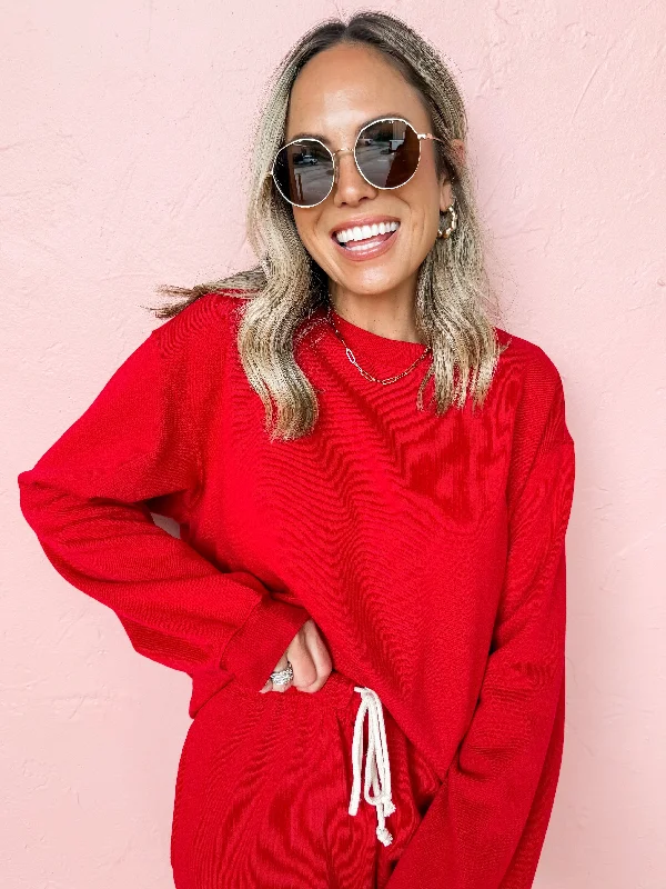 [Z Supply] Boyfriend Sweatshirt-Haute Red Hoodie with Velcro Closure Adjustable Secure