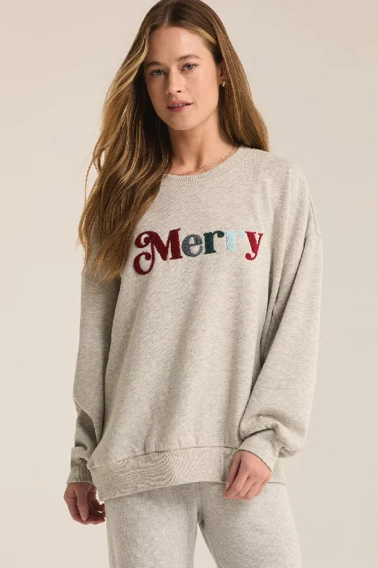 merry fleece sweatshirt Hoodie with Distressed Vintage Worn