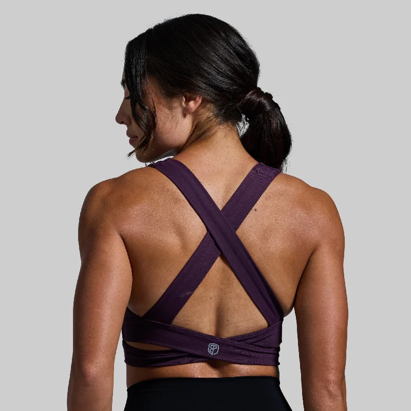 Double Cross Sports Bra (Plum) Stylish Lace Bralette