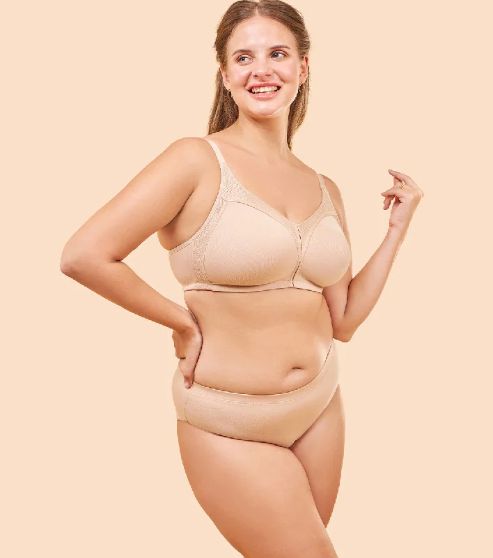 Enamor Fab-Cool AB75 M-frame Jiggle Control Full Support Stretch Cotton Bra for Women- Full Coverage, Non Padded and Wirefree - Pale Skin Stretchy Full Coverage