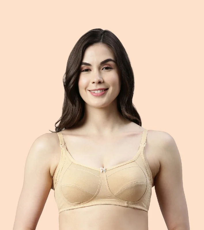 Enamor Eco-Melange MT02 Sectioned Lift and Support Cotton Nursing Bra for Women- High Coverage, Non Padded and Wirefree - Skin Ultra-Light Bra