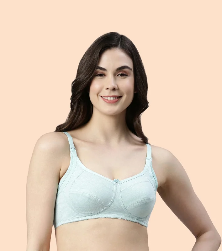 Enamor Eco-Melange MT02 Sectioned Lift and Support Cotton Nursing Bra for Women- High Coverage, Non Padded and Wirefree - Capri Melange Daily Comfort Bra