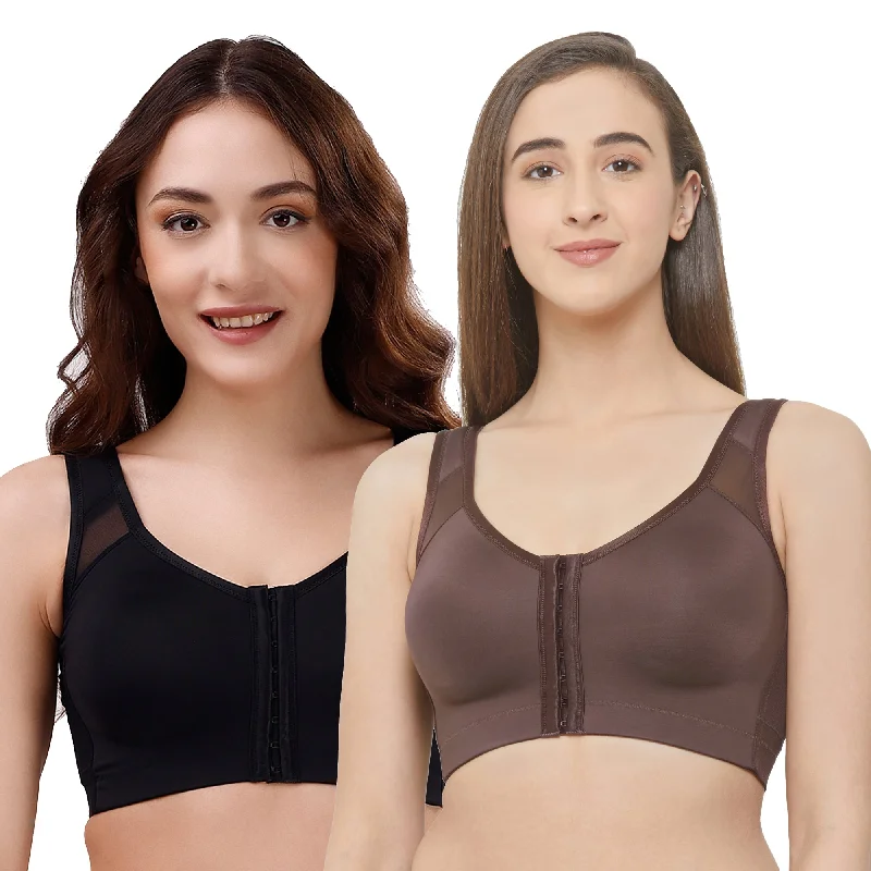 Front Closure Full Coverage Non Padded Non Wired Bra-Combo CB-334 Soft Cup Bralette