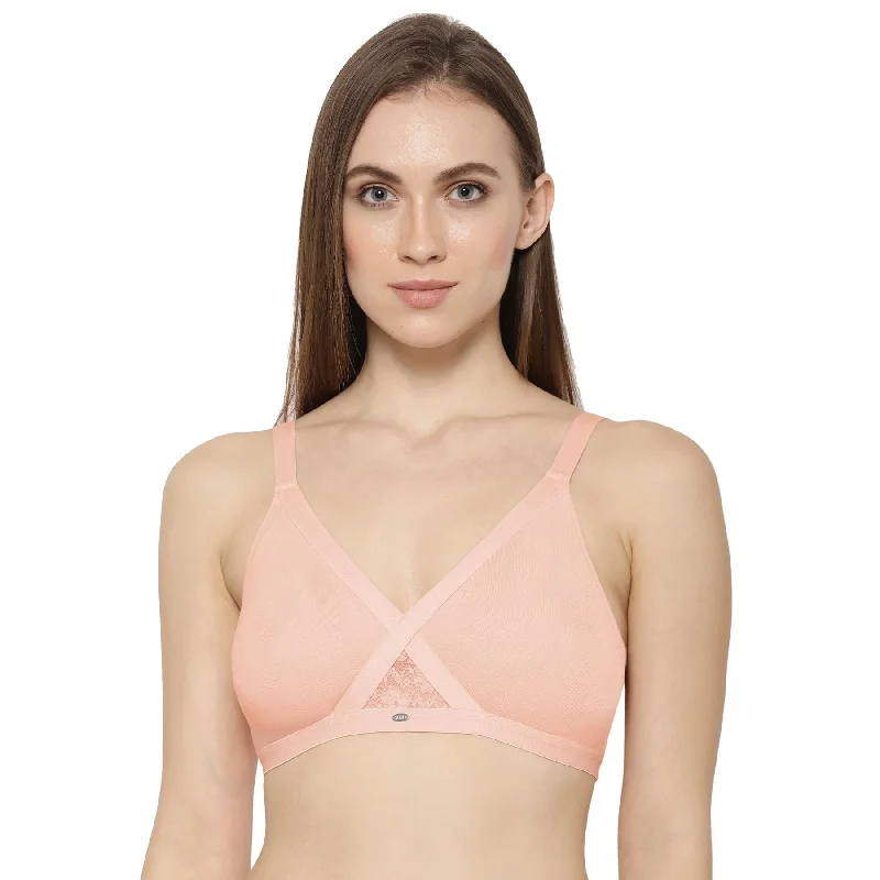 Full coverage cross over non padded non wired bra-CB-405 Soft Lace Bralette