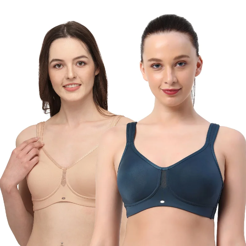 Full Coverage Minimizer Non Padded Non Wired Bra- Combo CB-328 Stretchy Wireless Bra