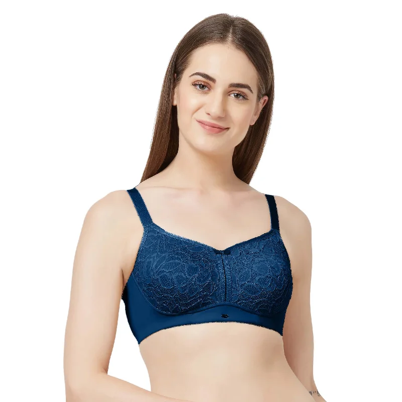 Full Coverage Non Padded Non Wired Lace Bra-FB-705 Soft Mesh Bralette